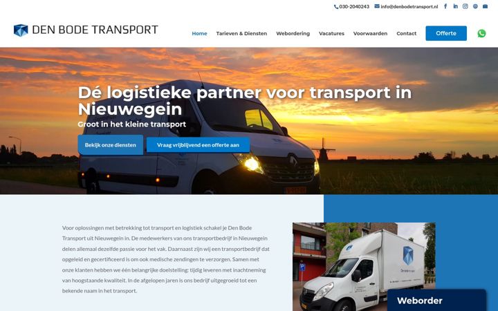 Snímek obrazovky denbodetransport.nl