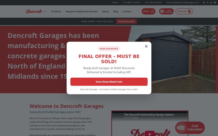 Screenshot of dencroftgarages.co.uk