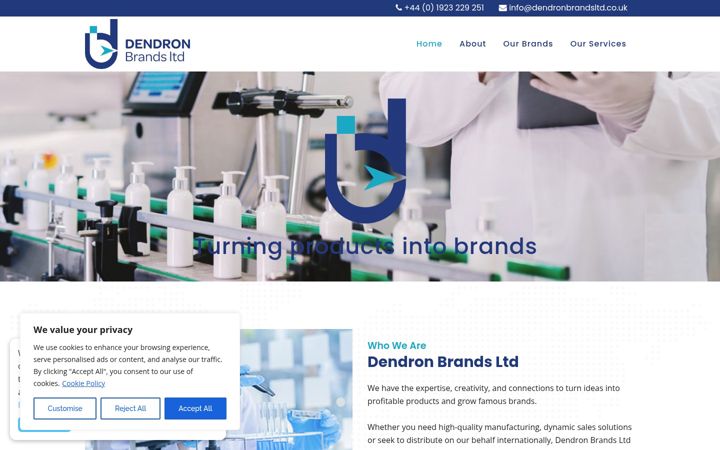 Screenshot of dendronbrandsltd.co.uk