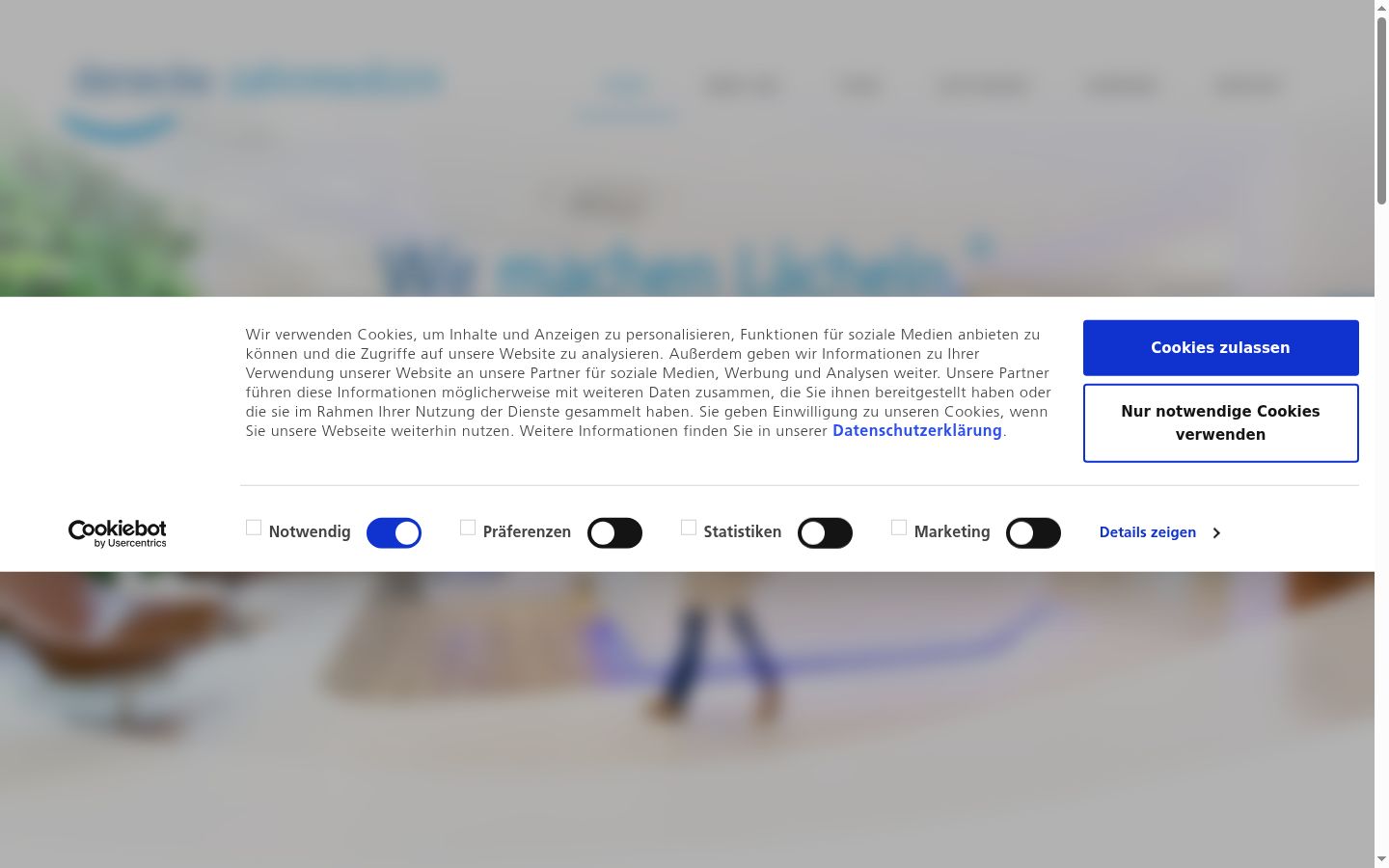 Screenshot del banner di consenso mostrato prima di qualsiasi interazione