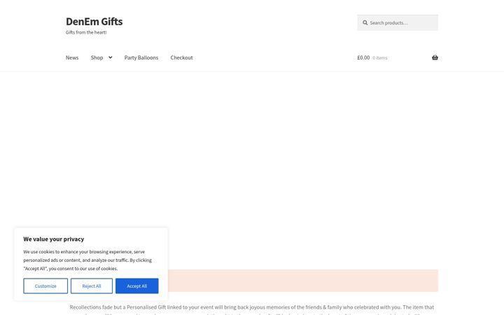 Snímek obrazovky denemgifts.co.uk