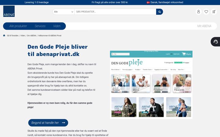 Screenshot of dengodepleje.dk
