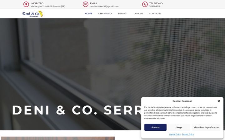 Screenshot of deniecoserramenti.it