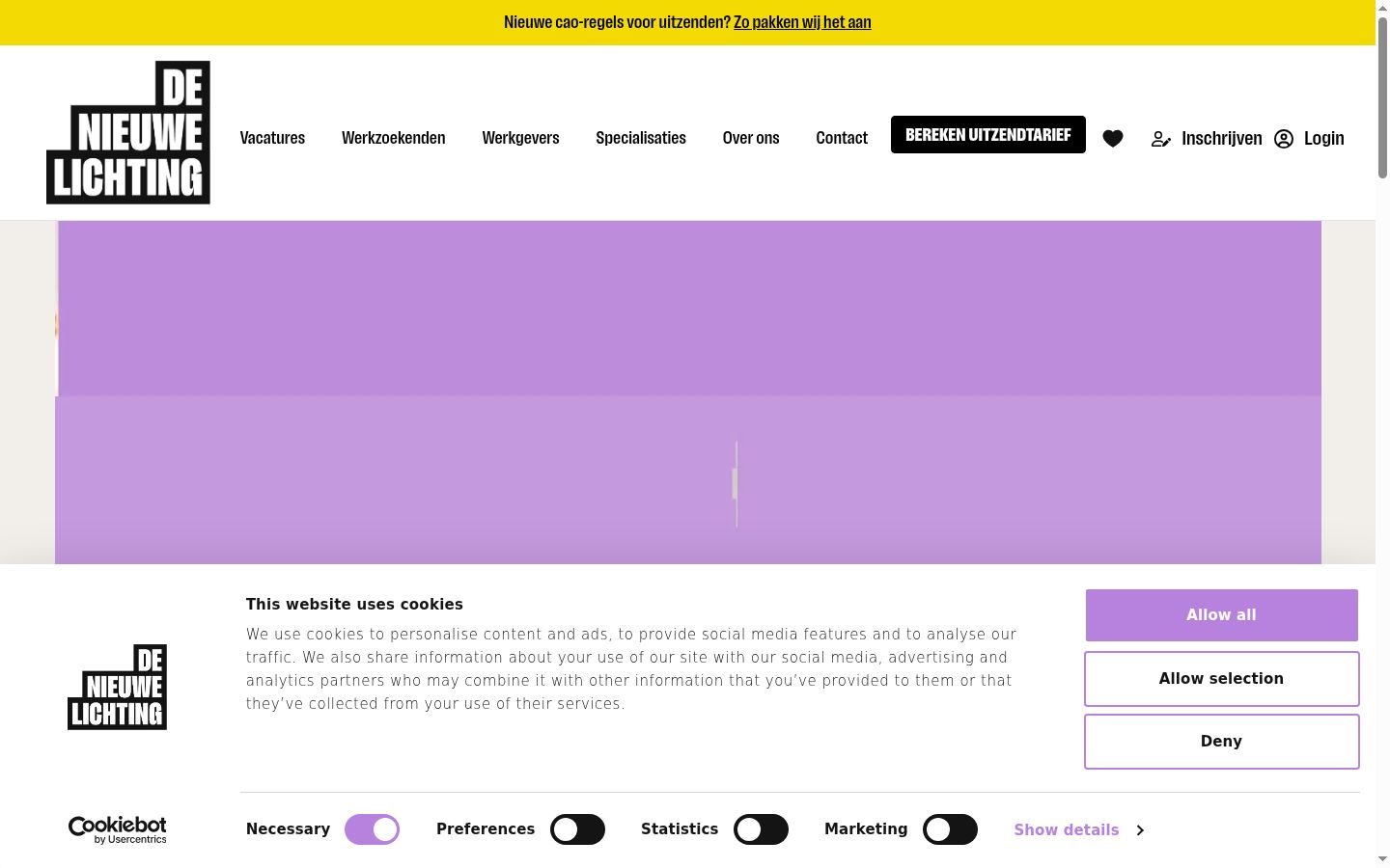 Capture d'écran de la bannière de consentement affichée avant toute interaction