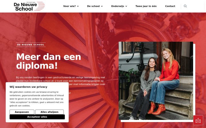 Screenshot of denieuweschool.amsterdam