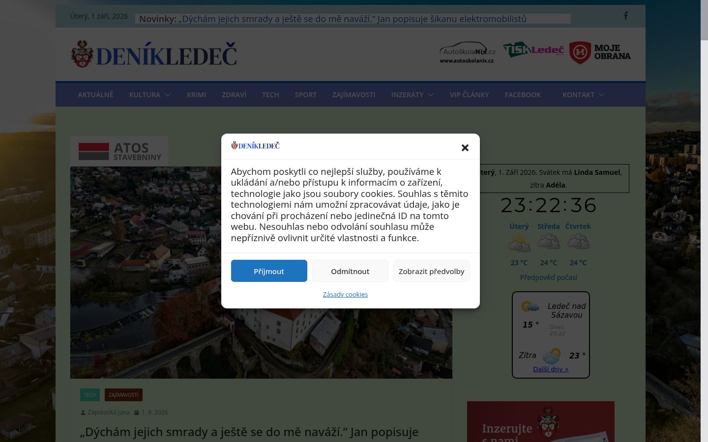 Snimka zaslona bannera za privolu prikazanog prije bilo kakve interakcije