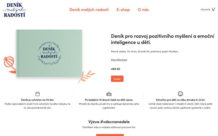 Screenshot stránky denikmalychradosti.cz