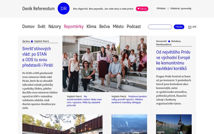 Screenshot stránky denikreferendum.cz