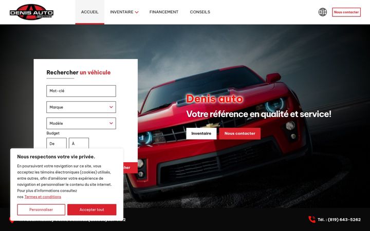 Skärmbild av denisauto.ca