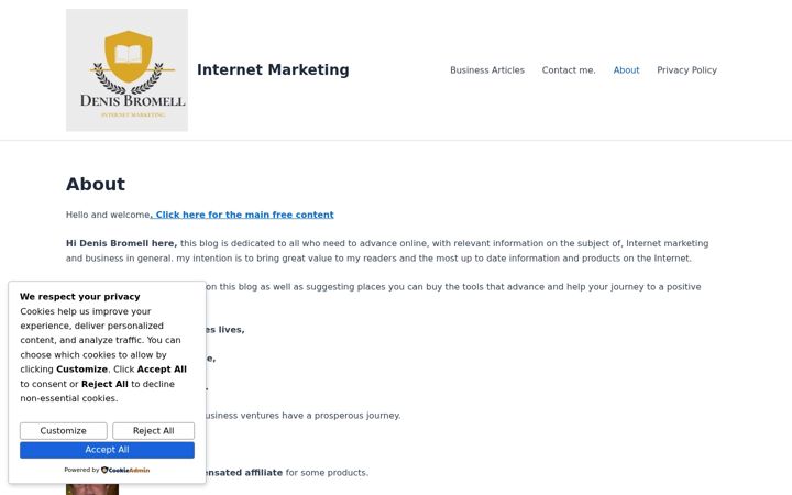 Screenshot of denisbromell.com