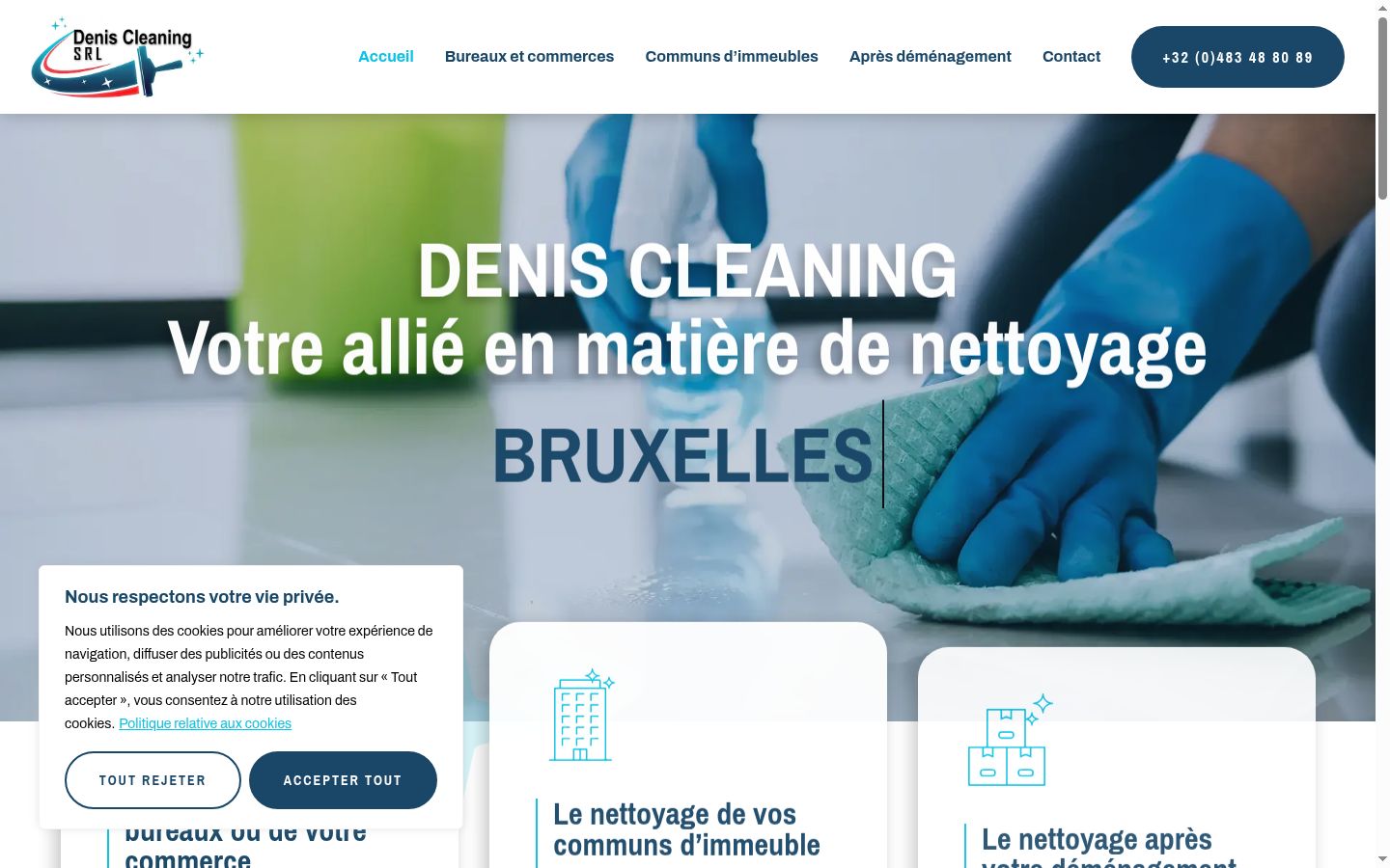 Capture d'écran de la bannière de consentement affichée avant toute interaction