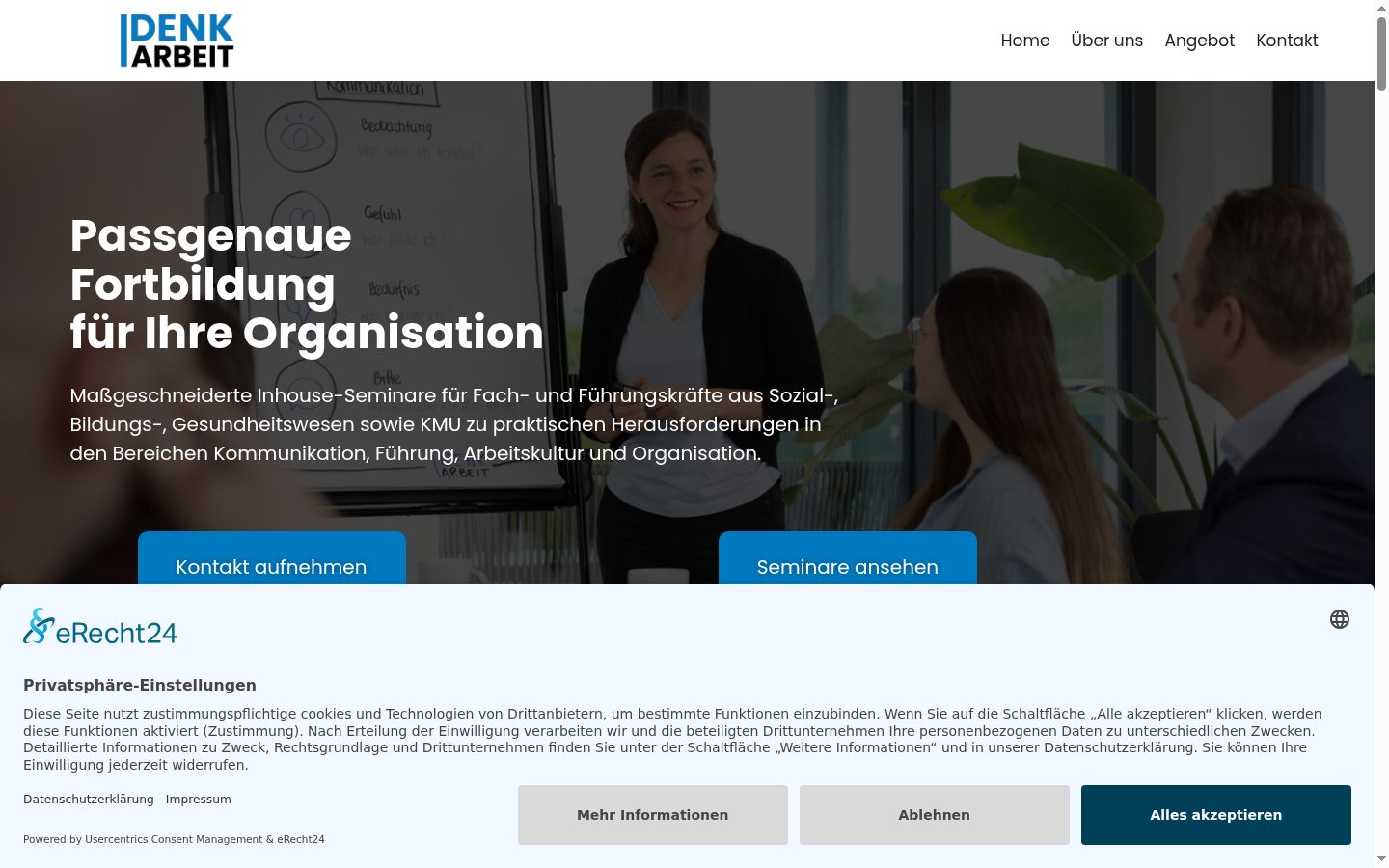 Screenshot of the consent banner shown before any interaction