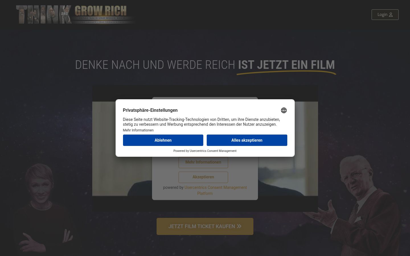 Screenshot del banner di consenso mostrato prima di qualsiasi interazione