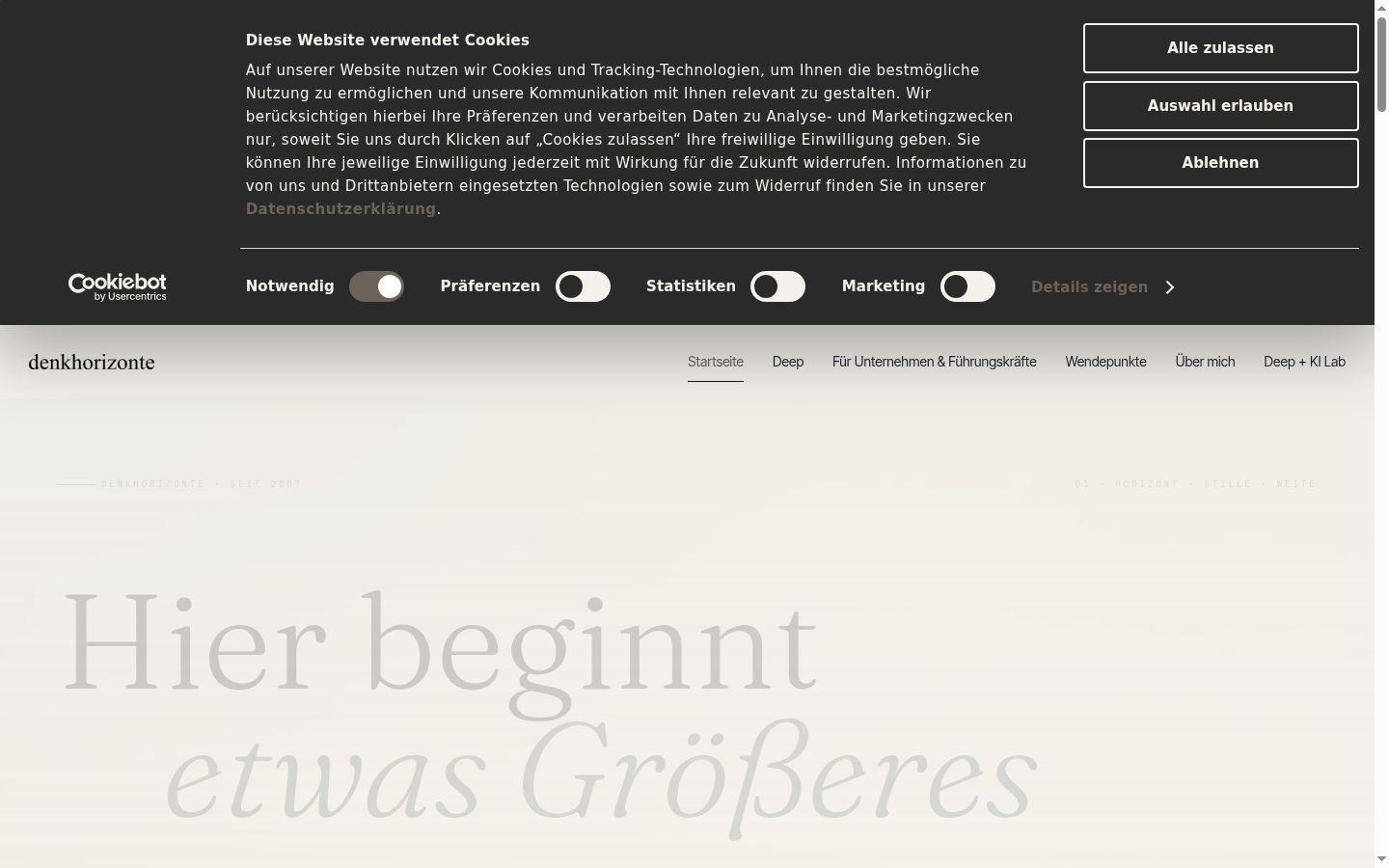 Screenshot of the consent banner shown before any interaction