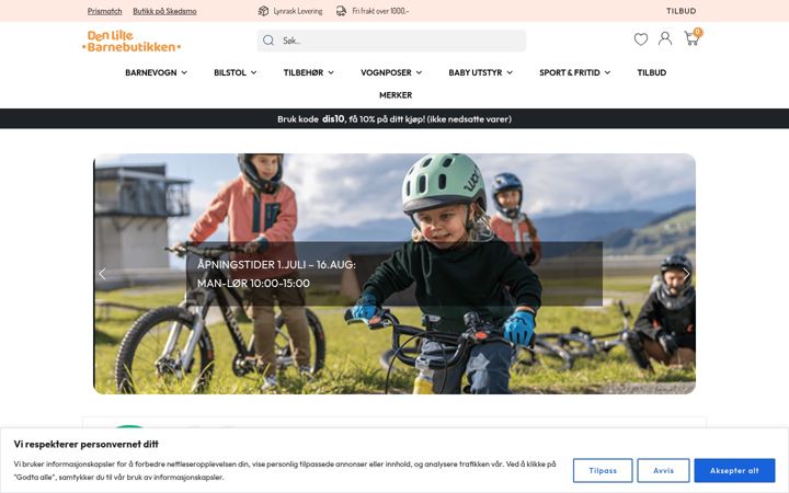 Kuvakaappaus sivustosta denlillebarnebutikken.no