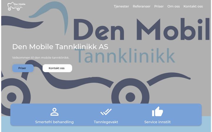 Screenshot stránky denmobiletannklinikk.no