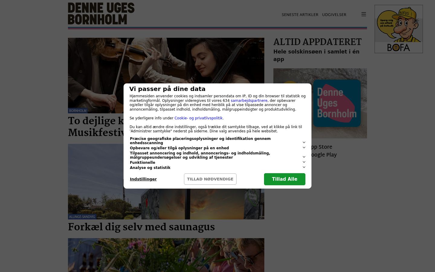 Screenshot van de toestemmingsbanner zoals getoond vóór enige interactie