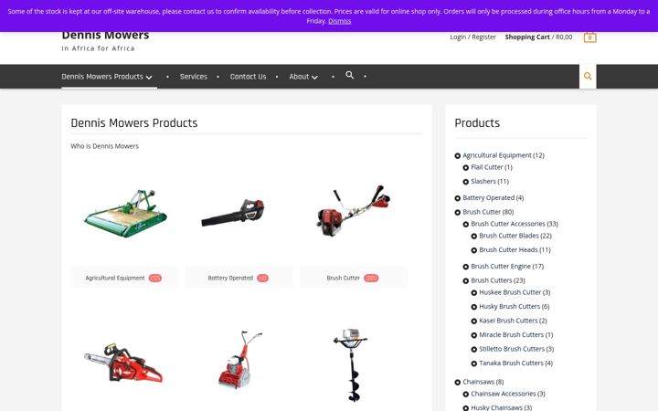Ekrānuzņēmums no dennismowers.co.za