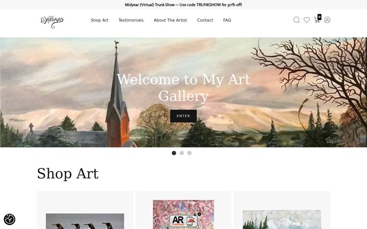 Screenshot of denniswilliamsgallery.com