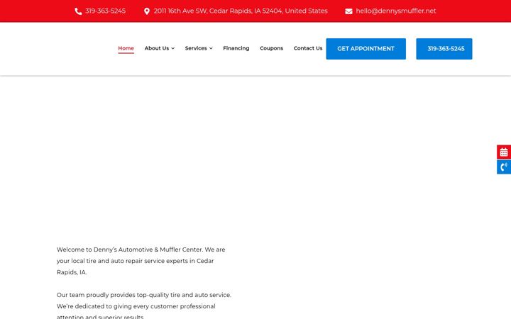 Screenshot of dennysmuffler.com
