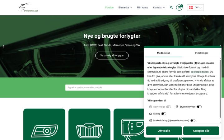 Screenshot of denparts.dk