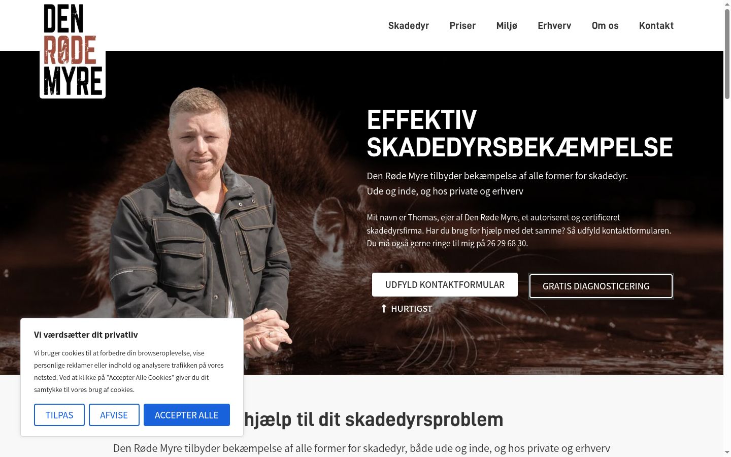 Skærmbillede af samtykkebanneret, som det blev vist før nogen interaktion