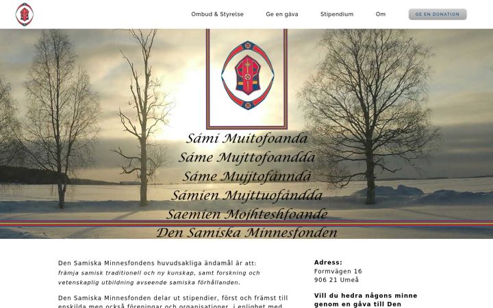 Screenshot of densamiskaminnesfonden.se