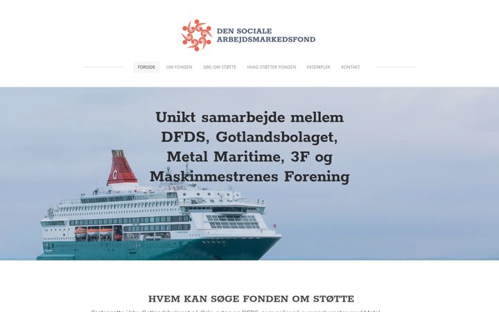 Screenshot ta' densocialearbejdsmarkedsfond.dk
