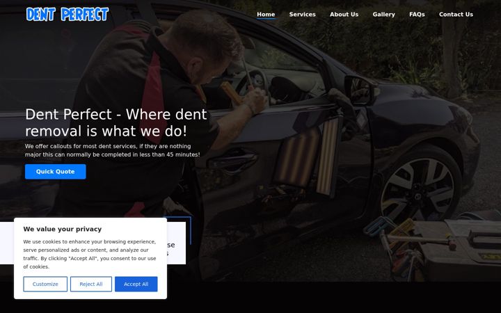Screenshot of dent-perfect.co.uk