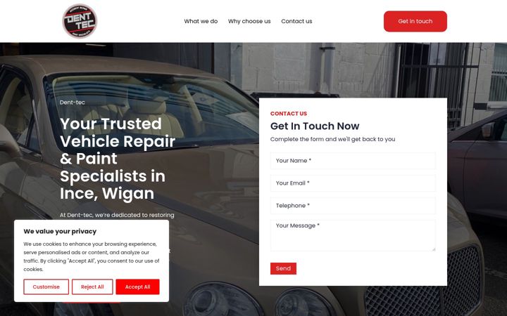 Screenshot of dent-tec.uk
