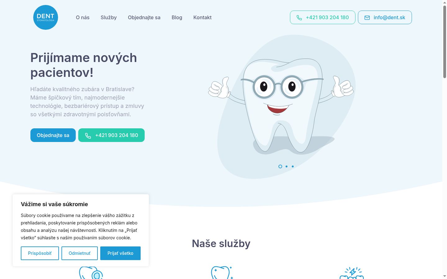 Snímek obrazovky baneru souhlasu zobrazeného před jakoukoli interakcí
