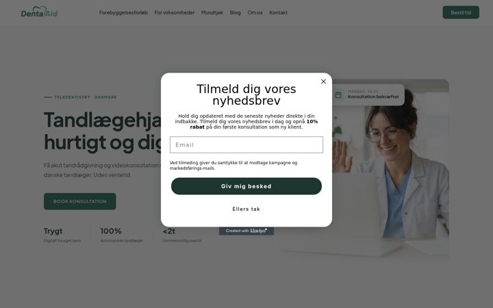 Screenshot of dentaaid.dk