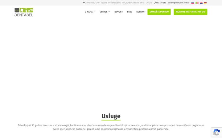 Snímek obrazovky dentabel.com.hr