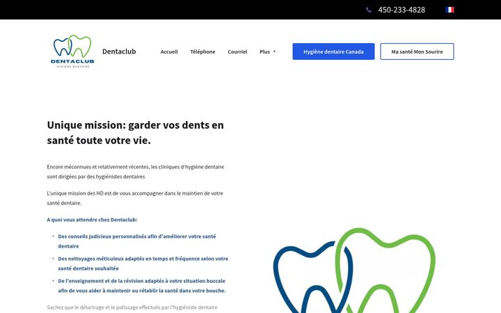Skärmbild av dentaclub.ca