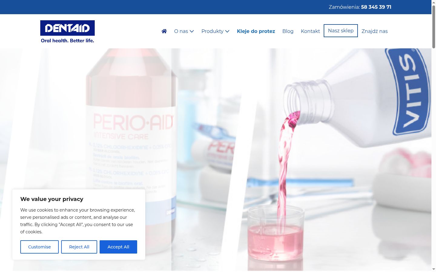 Skärmbild av samtyckesbannern som visades före någon interaktion