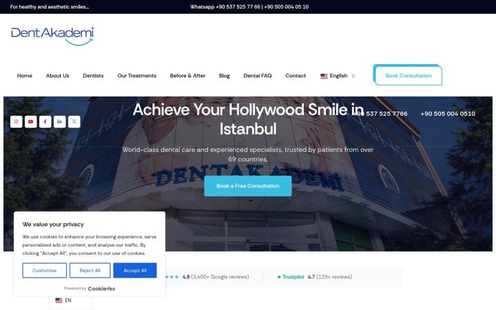 Screenshot of dentakademiglobal.com