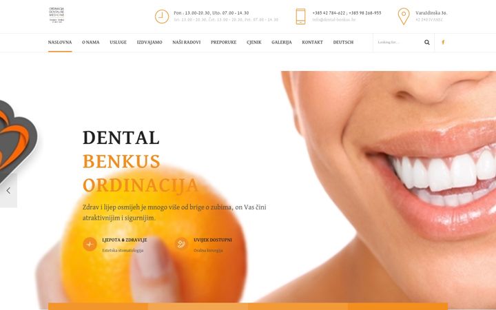 Snímek obrazovky dental-benkus.hr
