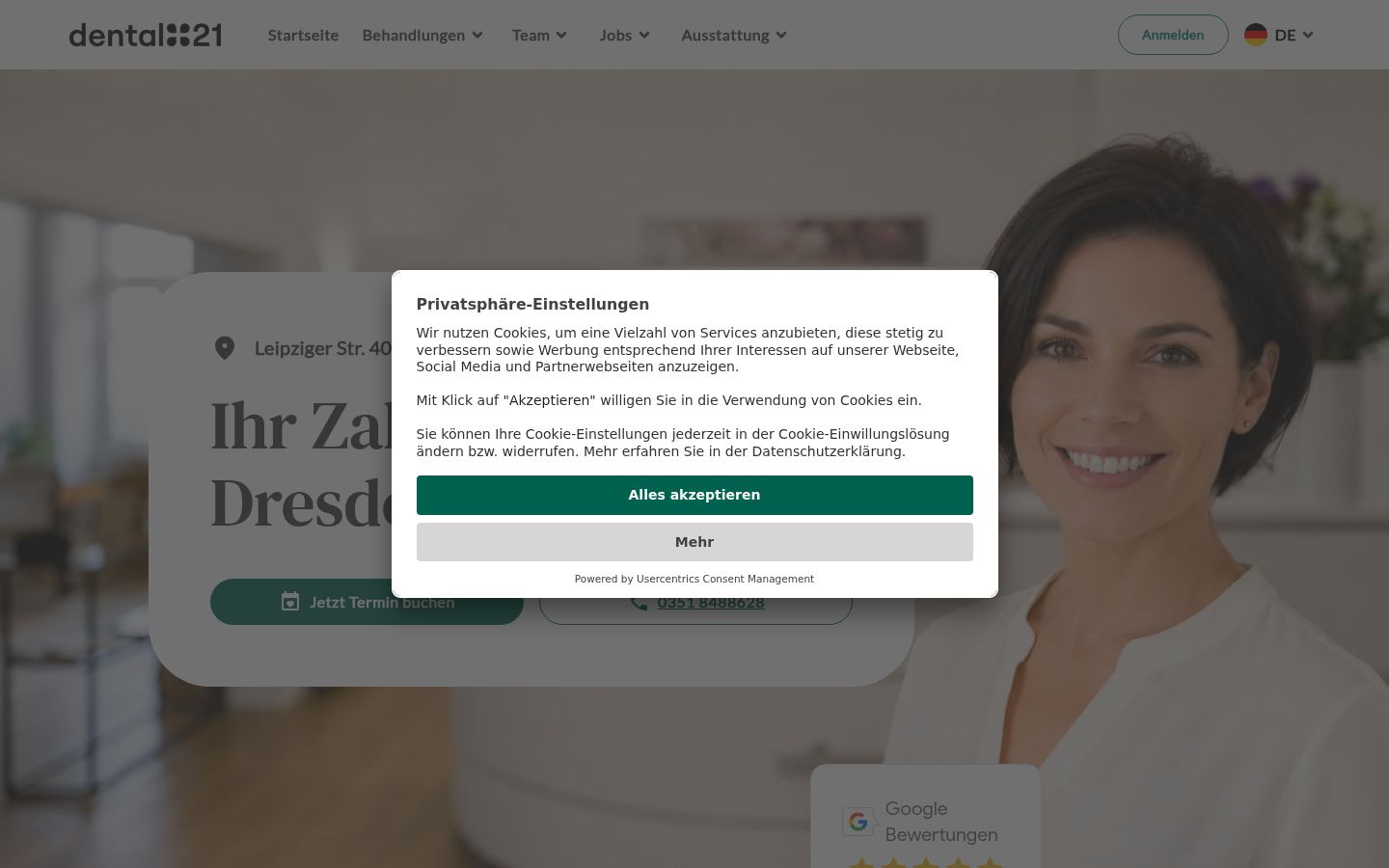 Skærmbillede af samtykkebanneret, som det blev vist før nogen interaktion