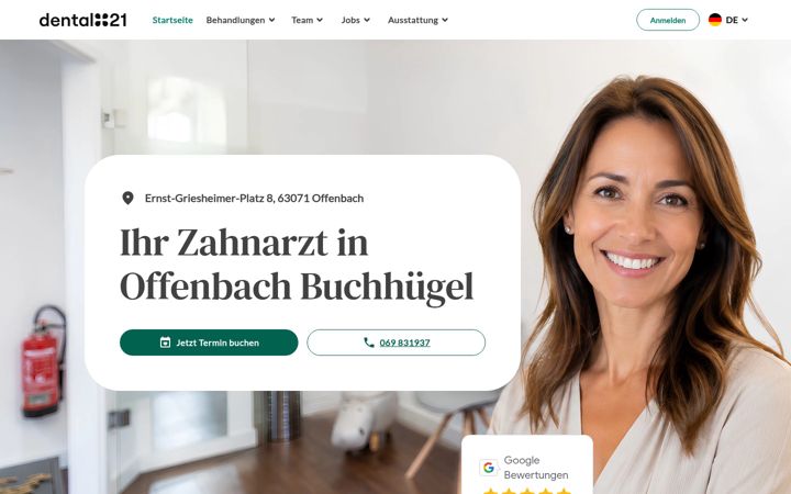 Screenshot of dental21-offenbach.de