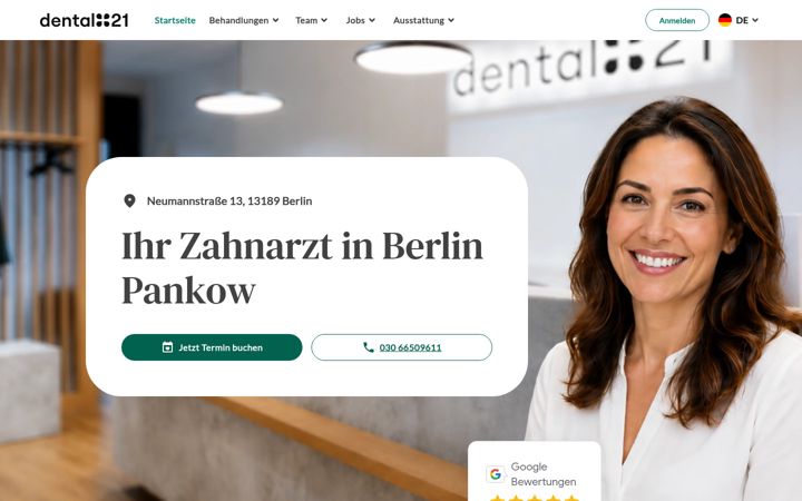 Screenshot of dental21-pankow.de