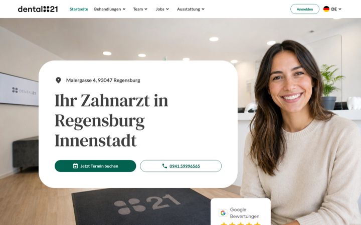 Screenshot of dental21-regensburg.de
