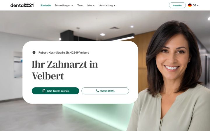 Screenshot of dental21-velbert.de