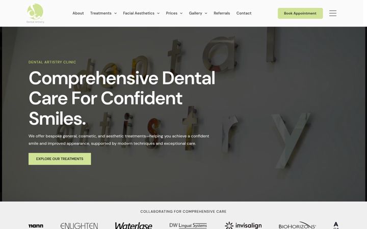 Screenshot of dentalartistry.co.uk