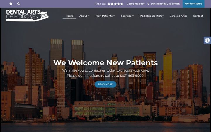 Screenshot of dentalartsofhoboken.com