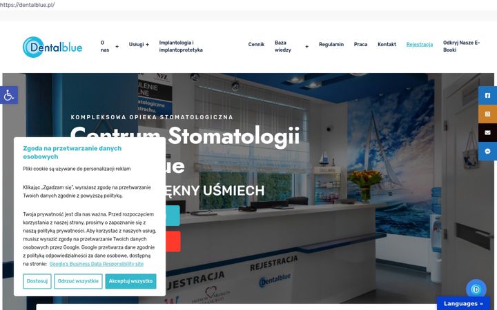 Ekraanipilt saidist dentalblue.pl