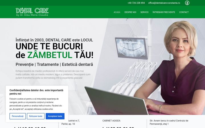 Screenshot stránky dentalcare-constanta.ro