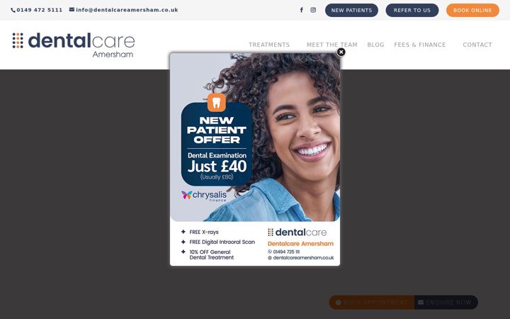 Screenshot of dentalcareamersham.co.uk