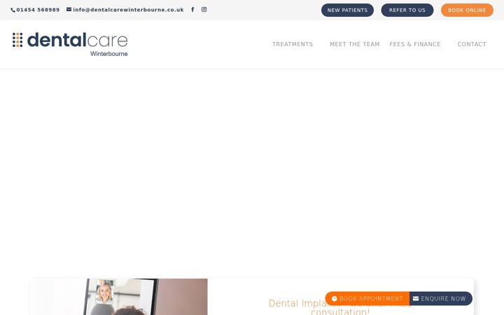 Screenshot of dentalcarewinterbourne.co.uk