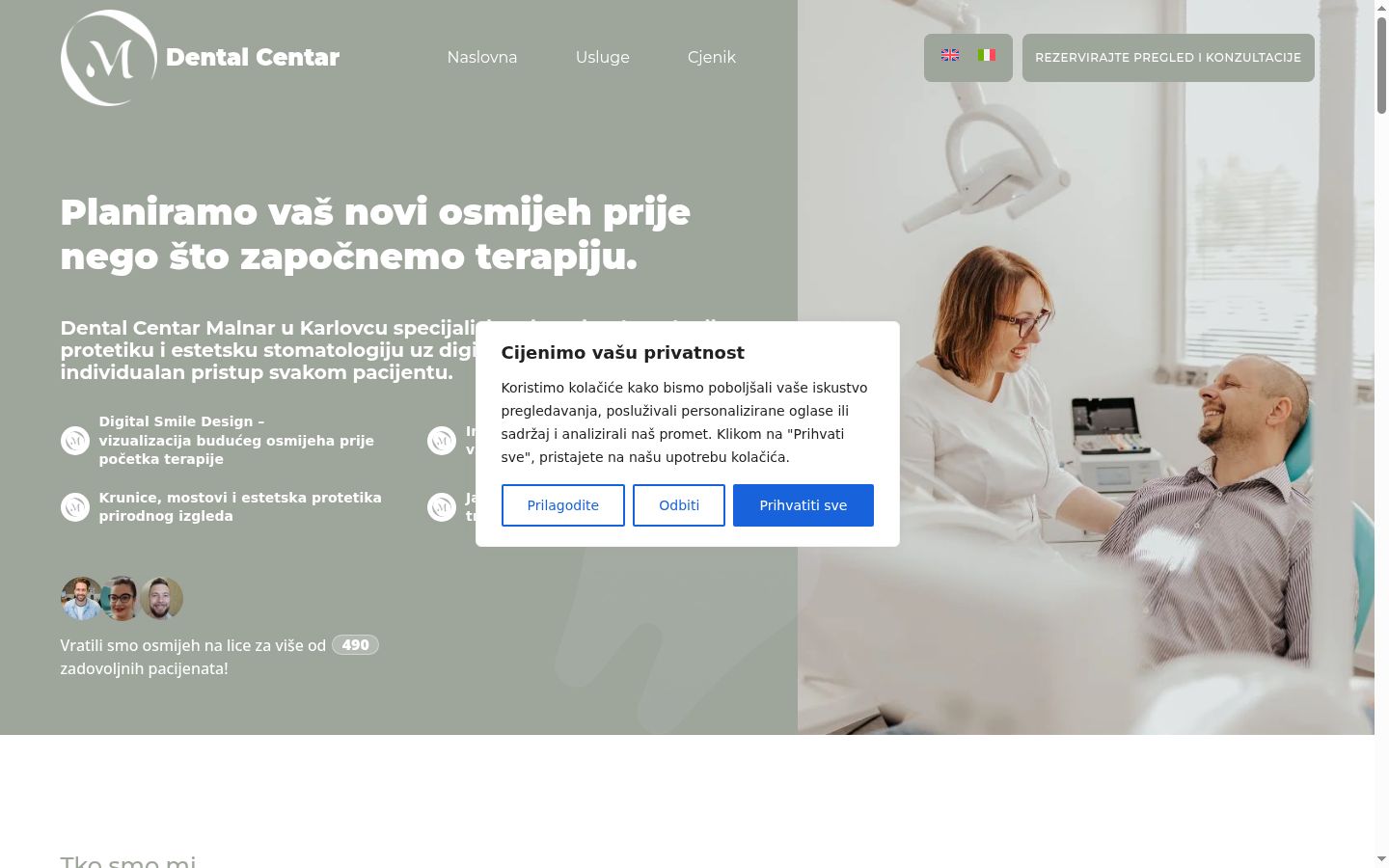 Sutikimo reklamjuostės, rodytos prieš bet kokią sąveiką, ekrano kopija