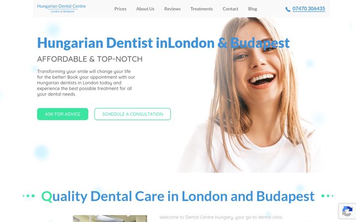 Screenshot of dentalcentrehungary.com
